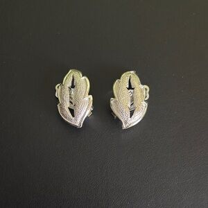 Vintage Textured Silver Leaf Clip-Ons